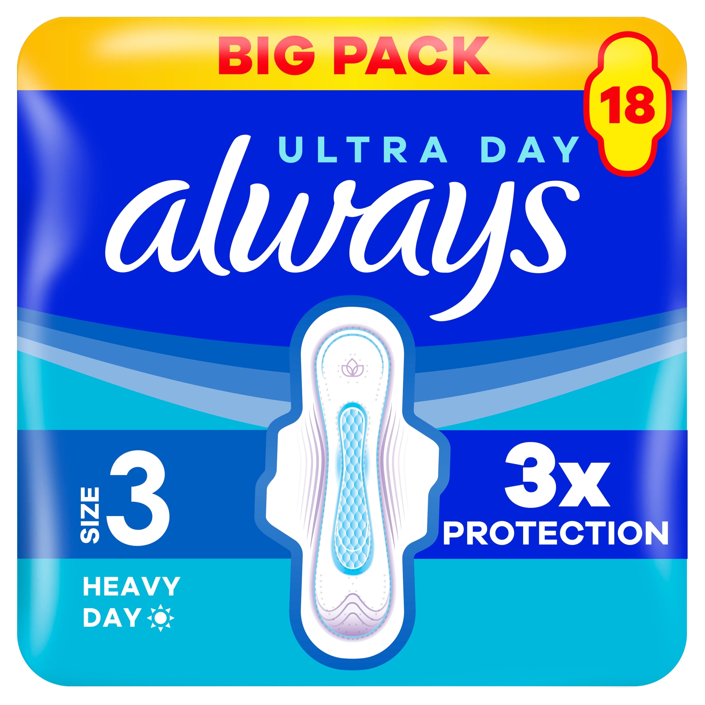 Always Ultra Day & Night Sanitary Towels Size 3 Wings 18 Pack