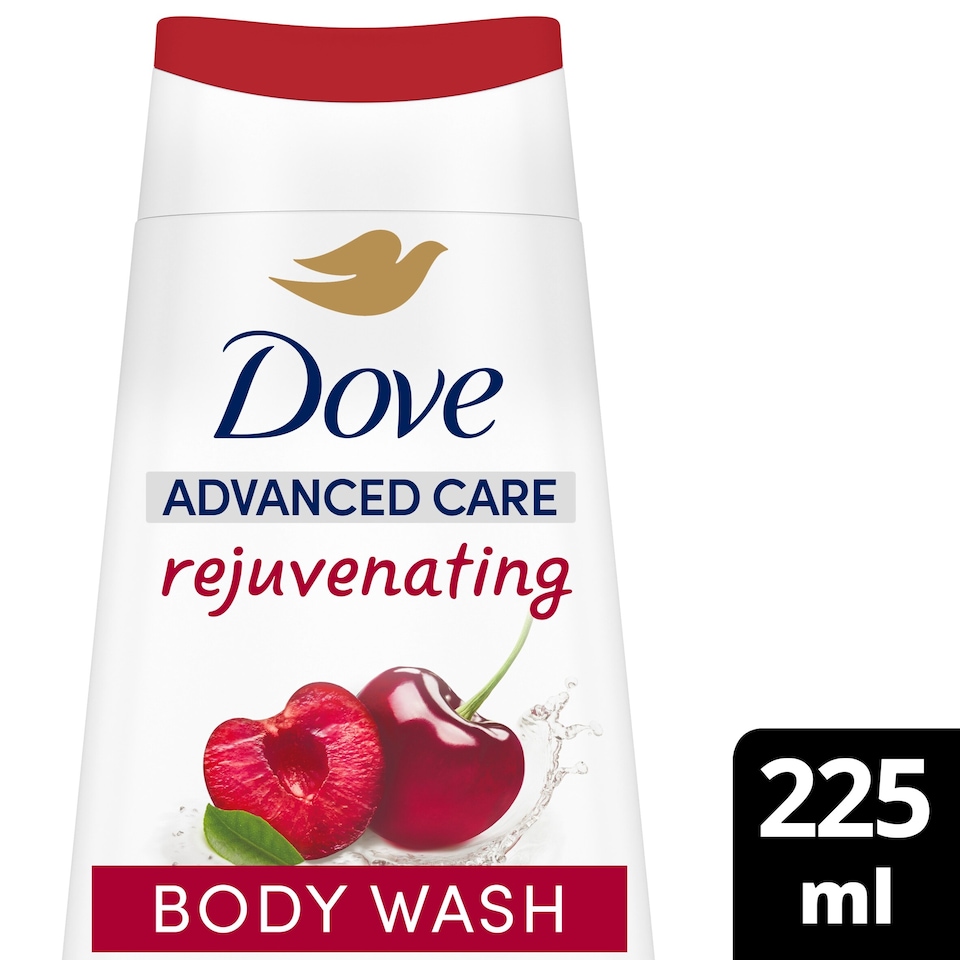 image 1 of Dove Rejuvenating 24hr Moisturisation Advanced Care Body Wash Shower Gel Cherry & Chia Milk 225ml