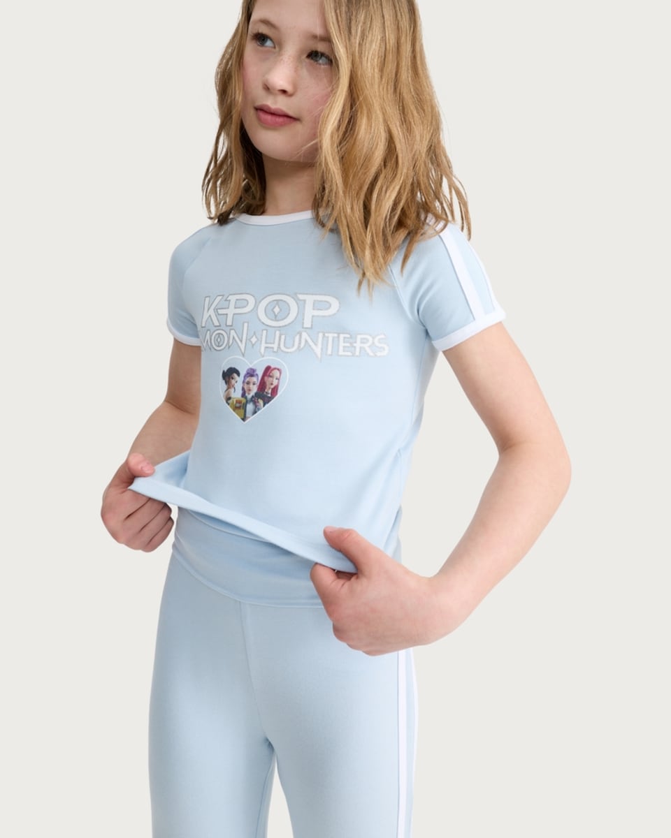 image 1 of K-Pop Demon Hunters 2-Piece Top and Flared Bottoms Set in Blue