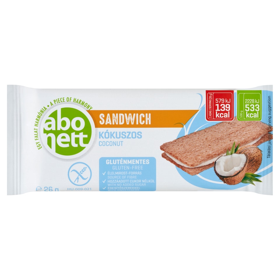image 1 of Abonett Gluten-Free Sandwich with Coconut 26 g
