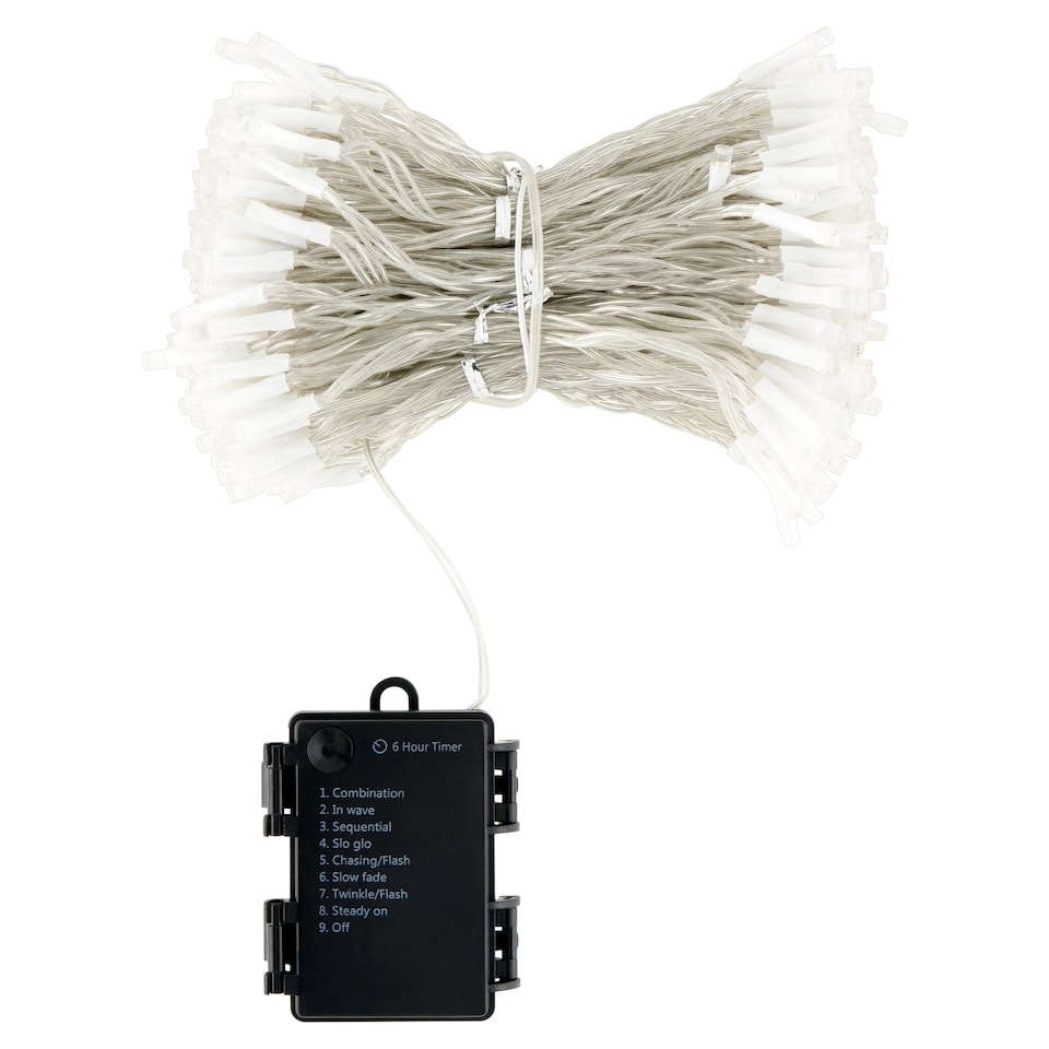 Snow Meister SM2691 300 LED-es multifunkciós elemes fényfüggöny időzítővel 3 m  1. kép