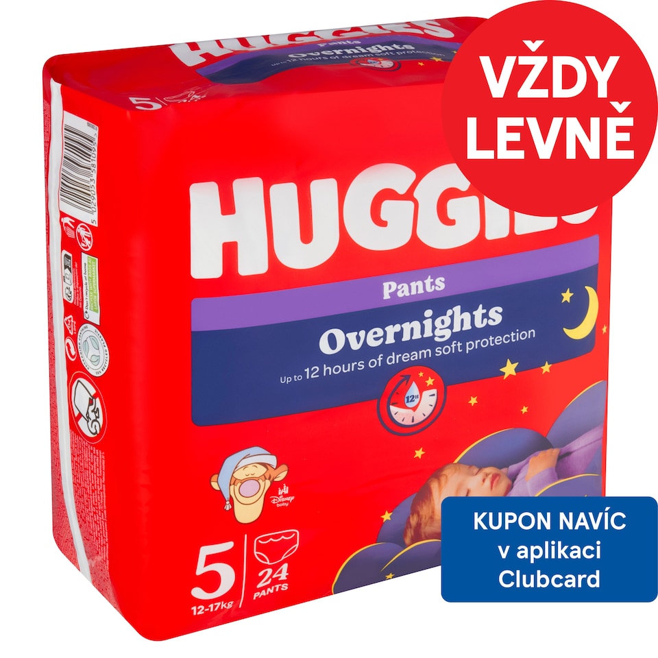 Huggies Dětské noční plenky velikost 5 pro děti 12-17kg 24 ks