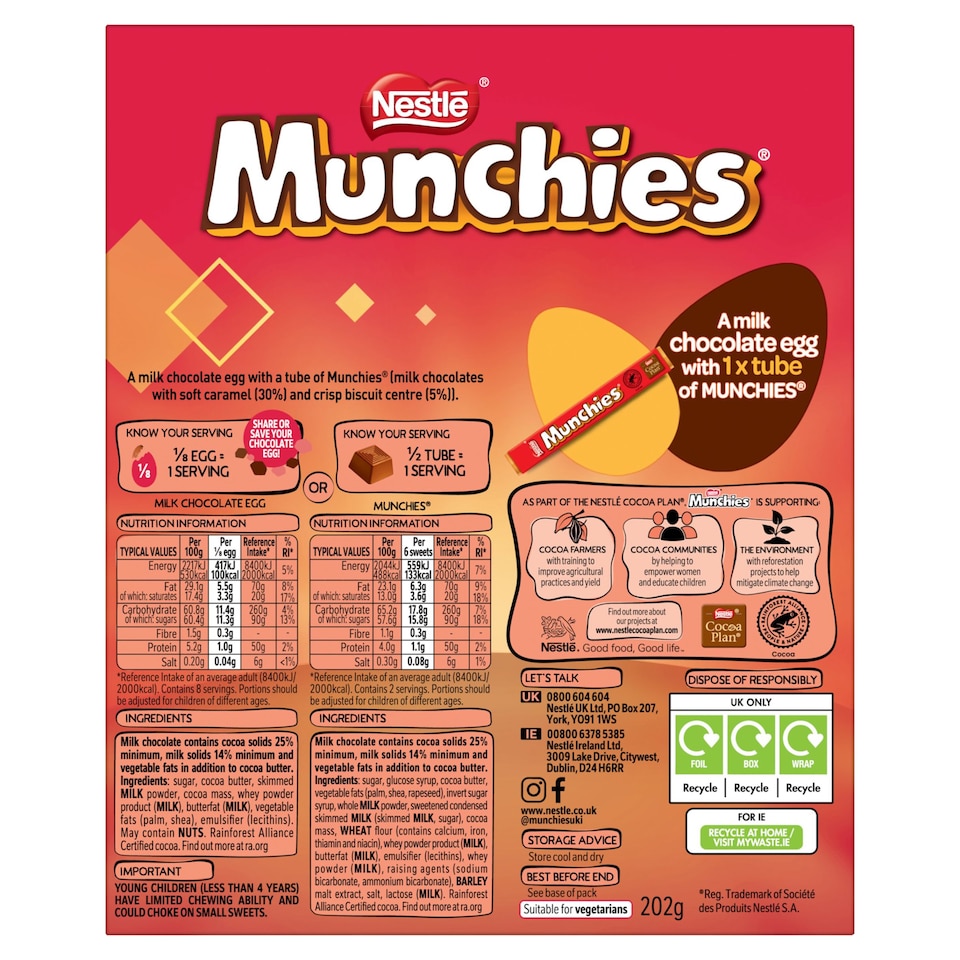 image 1 of Munchies Milk Chocolate Easter Egg 202G