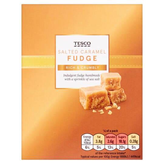 Tesco Salted Caramel Fudge 125G Tesco Groceries