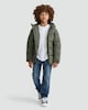 image 2 of F&F Boys Shower Resistant Hooded Puffer Jacket in Khaki