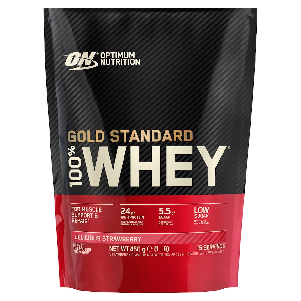image 1 of Optimum Nutrition Gold Standard 100% Whey Protein Powder - Delicious Strawberry 450g