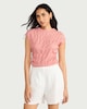 image 1 of F&F Textured Short Sleeved Top in Pink