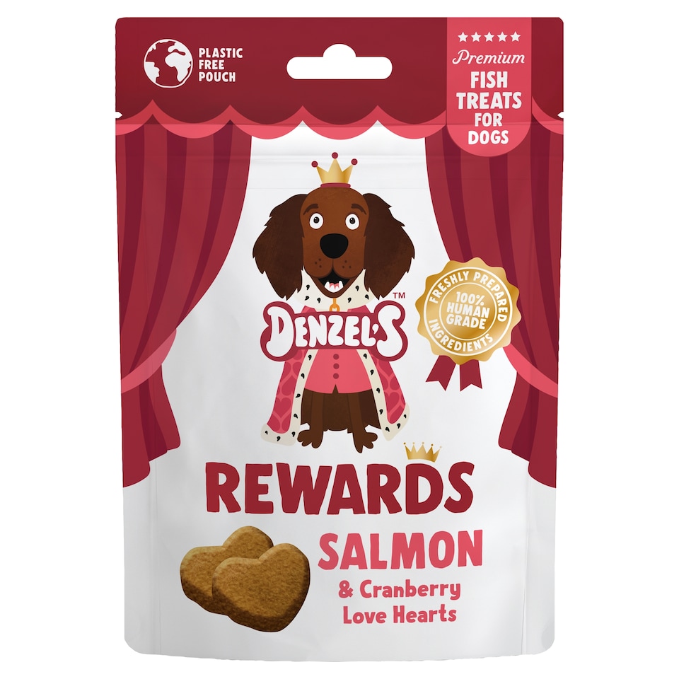 Denzel's Rewards Salmon & Cranberry Love Hearts 70G