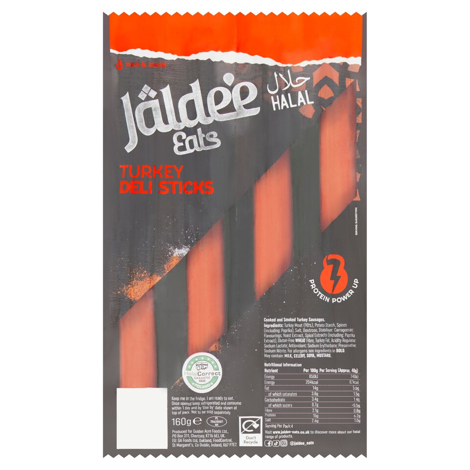 Jaldee Halal Turkey Deli Sticks 160g
