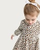 image 2 of F&F Girls Cotton Rich Leopard Print Long Sleeved Dress in Multi Brown