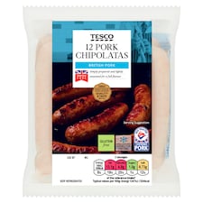 Tesco 12 Pork Chipolatas Chipolatas 375G