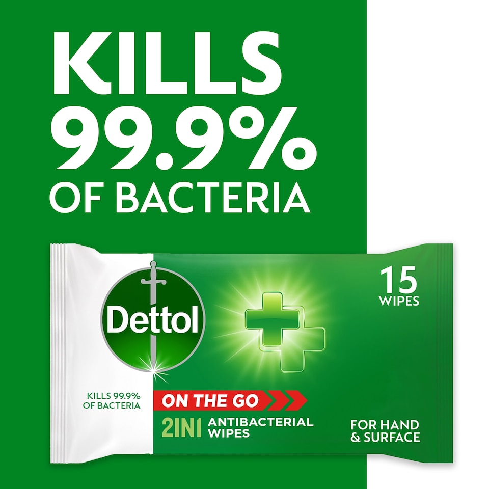 image 1 of Dettol 2 In 1 Antibacterial Hands & Surface Wipes X15