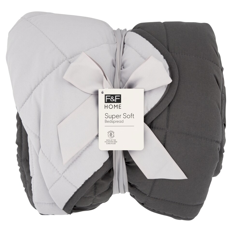 F&F Home Grey Quilted Bedspread