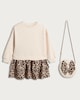 image 4 of F&F Girls 2-Piece Cotton Rich Leopard Print Twofer Dress and Bag Set in Multi Brown