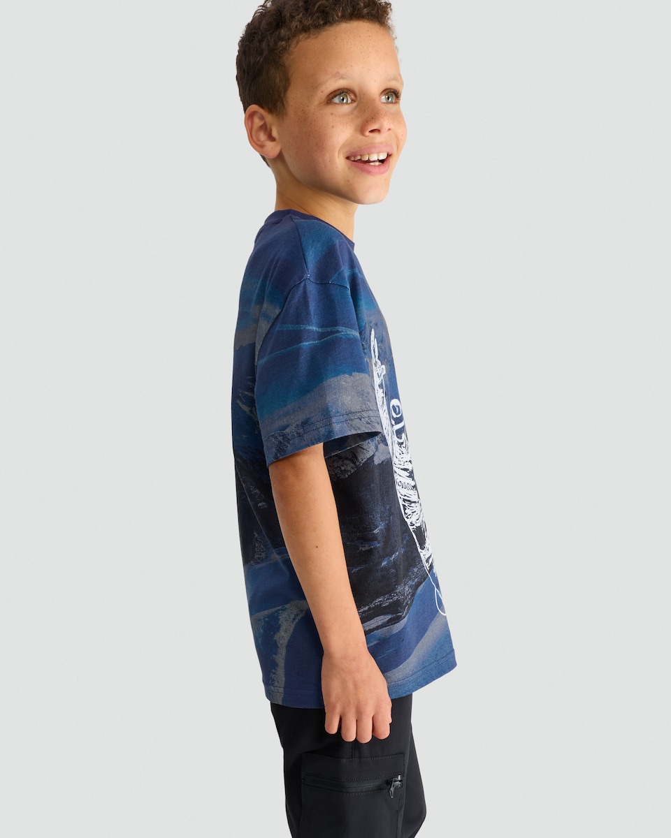 image 1 of F&F Active Pure Cotton Snowboarder Summit T-Shirt in Navy