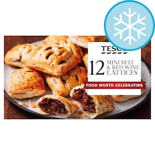 Tesco 12 Beef & Red Wine Lattices 360G