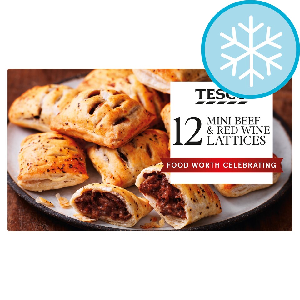 Tesco 12 Beef & Red Wine Lattices 360G