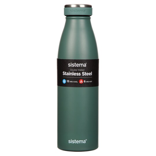 Sistema Stainless Steel Bottle 500Ml Khaki Tesco Groceries