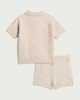 image 2 of F&F Baby 2-Piece Textured Knit Polo Shirt and Shorts Set in Stone