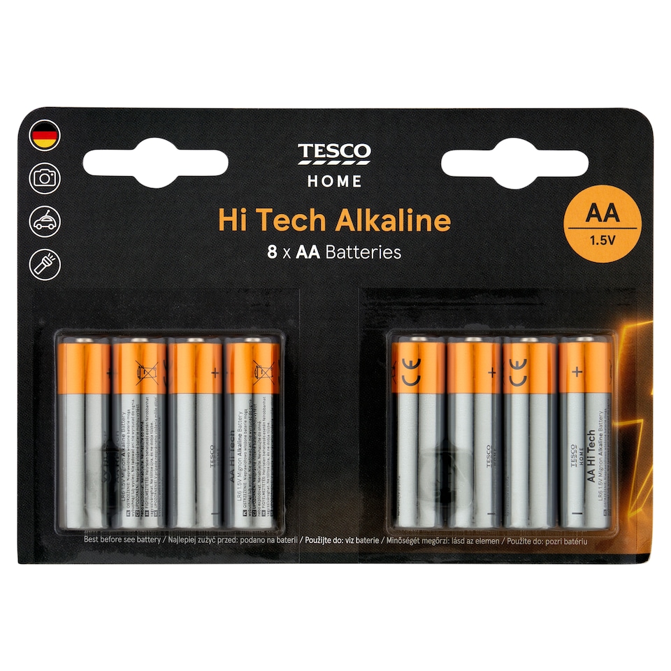 Tesco Home Hi Tech AA LR6 1,5 V High Performance Alkaline Battery 8 pcs