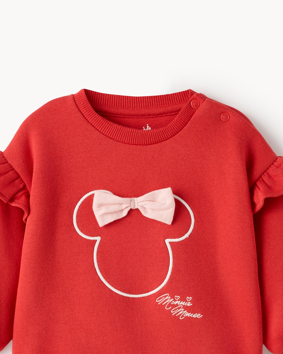image 1 of Disney Minnie Mouse Cotton Rich Sweatshirt and Trousers Set in Red