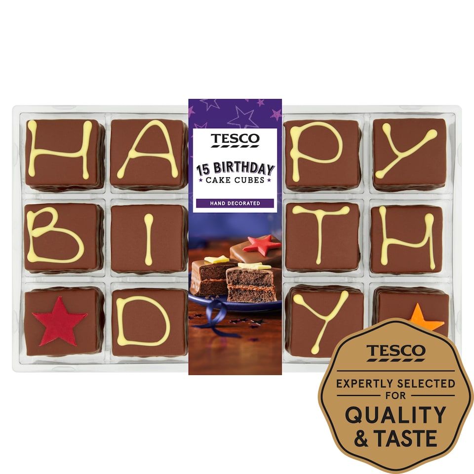 Tesco Birthday Cake Cubes - Chocolate Sponge 15 Pack