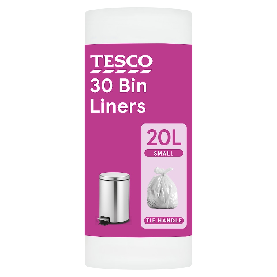 Tesco 30 Tie Handle Bin Liners 20L