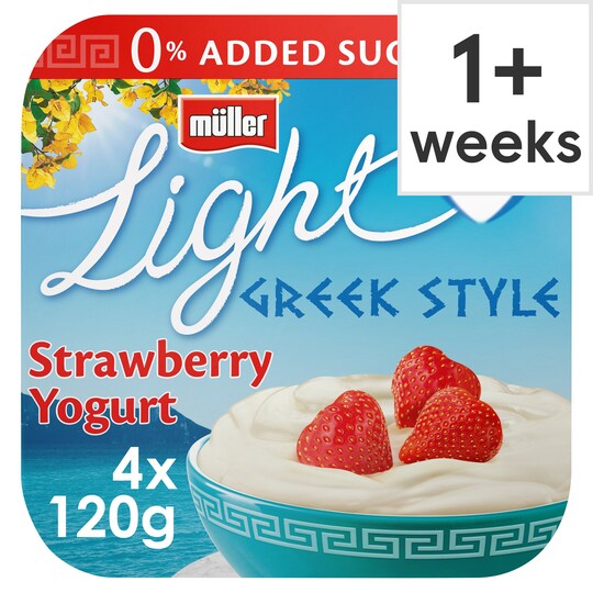 Muller Light Greek Strawberry Yogurt 4x120g - Tesco Groceries