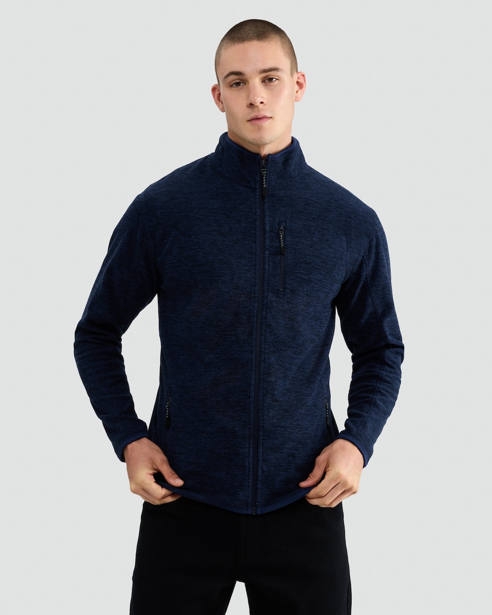 image 1 of F&F Fleece Zip Up Pocket Detail Jacket in Navy