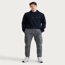 F&F Cotton Rich Drawstring Cuffed Cargo Joggers in Grey Marl