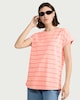 image 1 of F&F Pure Cotton Striped T-Shirt in Multi Orange