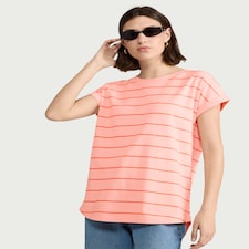F&F Pure Cotton Striped T-Shirt in Multi Orange