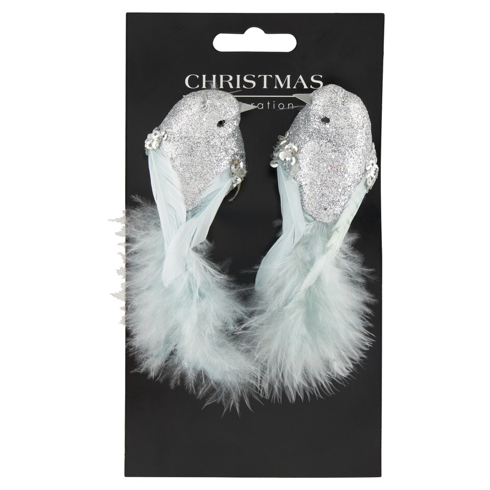 H&S Collection ezüst madárkák karácsonyi dekoráció 2 db