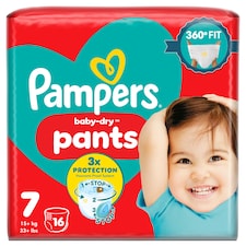 Pampers Baby Dry Pants Size 7 Carry Pack 16 Nappies