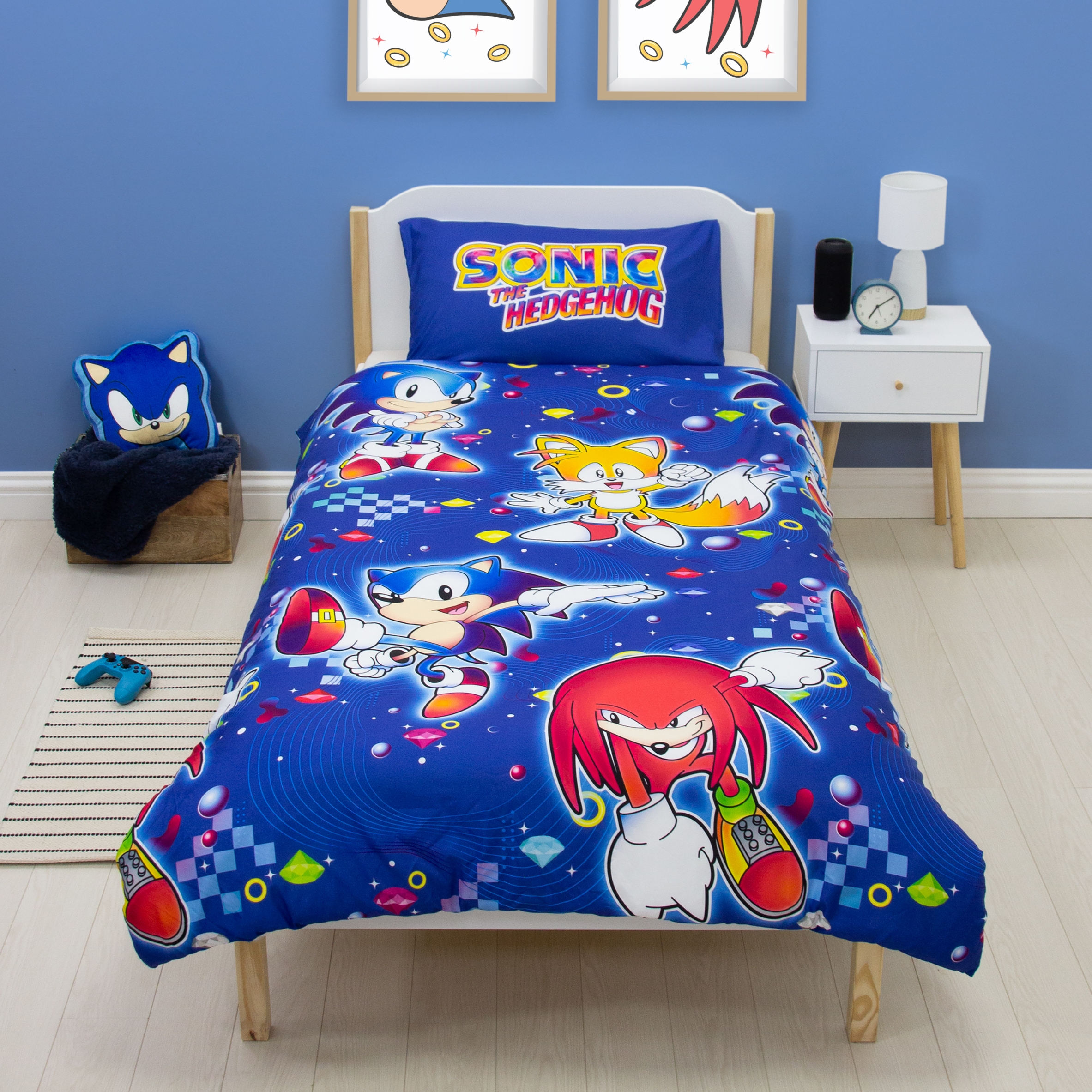 Set Letto Singolo Halantex SONIC SOCCER - Copripiumino 140x200cm E Federa 70x90cm, 100% Poliestere, Reversibile, Multicolore