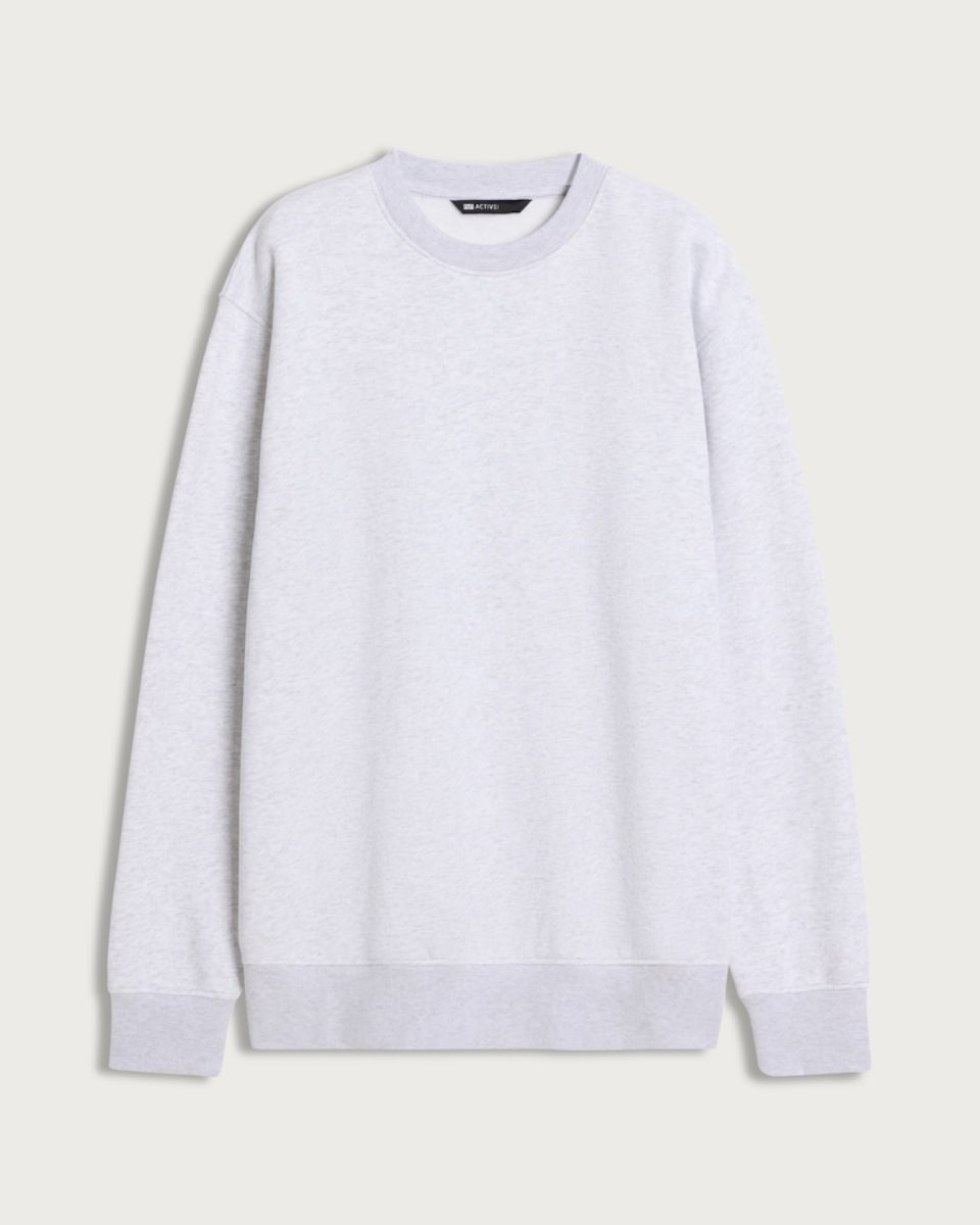 image 1 of F&F Active EVERYHOUR Cotton Rich Crew Neck Sweatshirt in Grey Marl