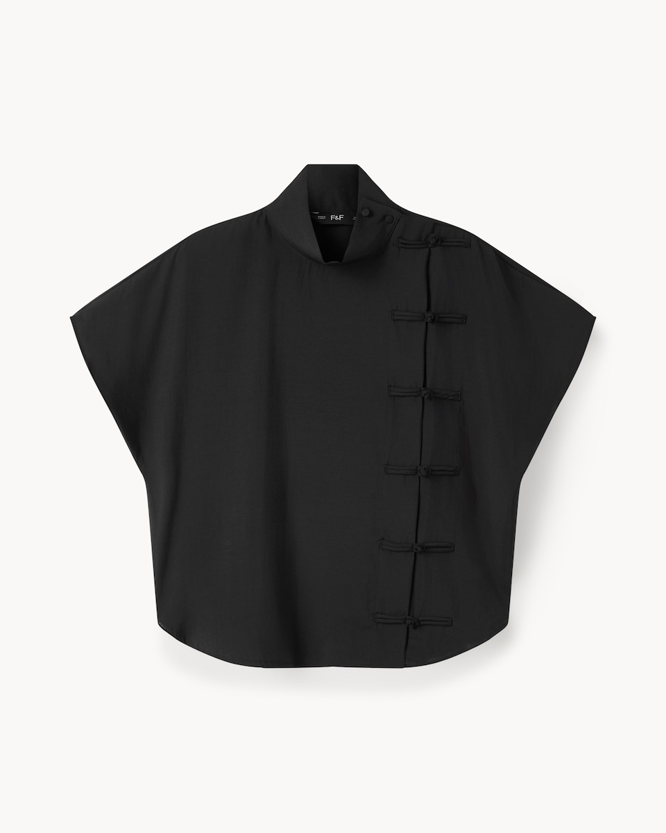 image 1 of F&F Modal Rich High Neck Blouse in Black
