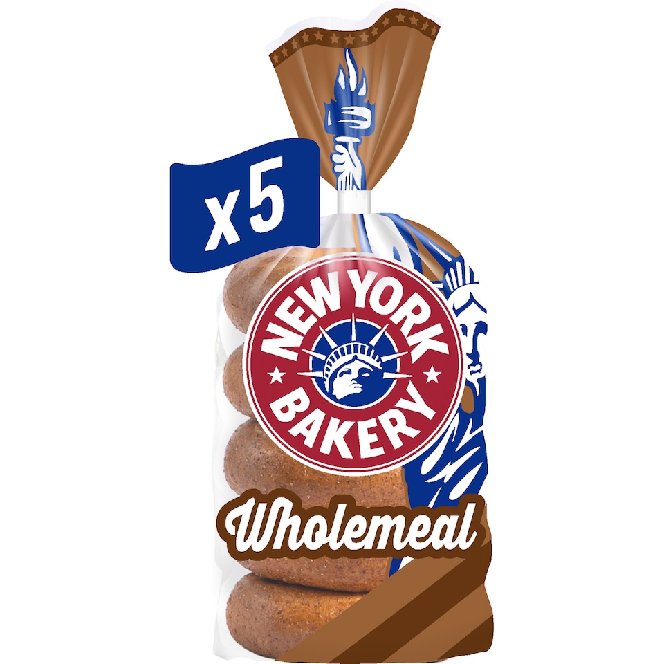 image 1 of New York Bakery Co Wholemeal Bagels 5 Pack