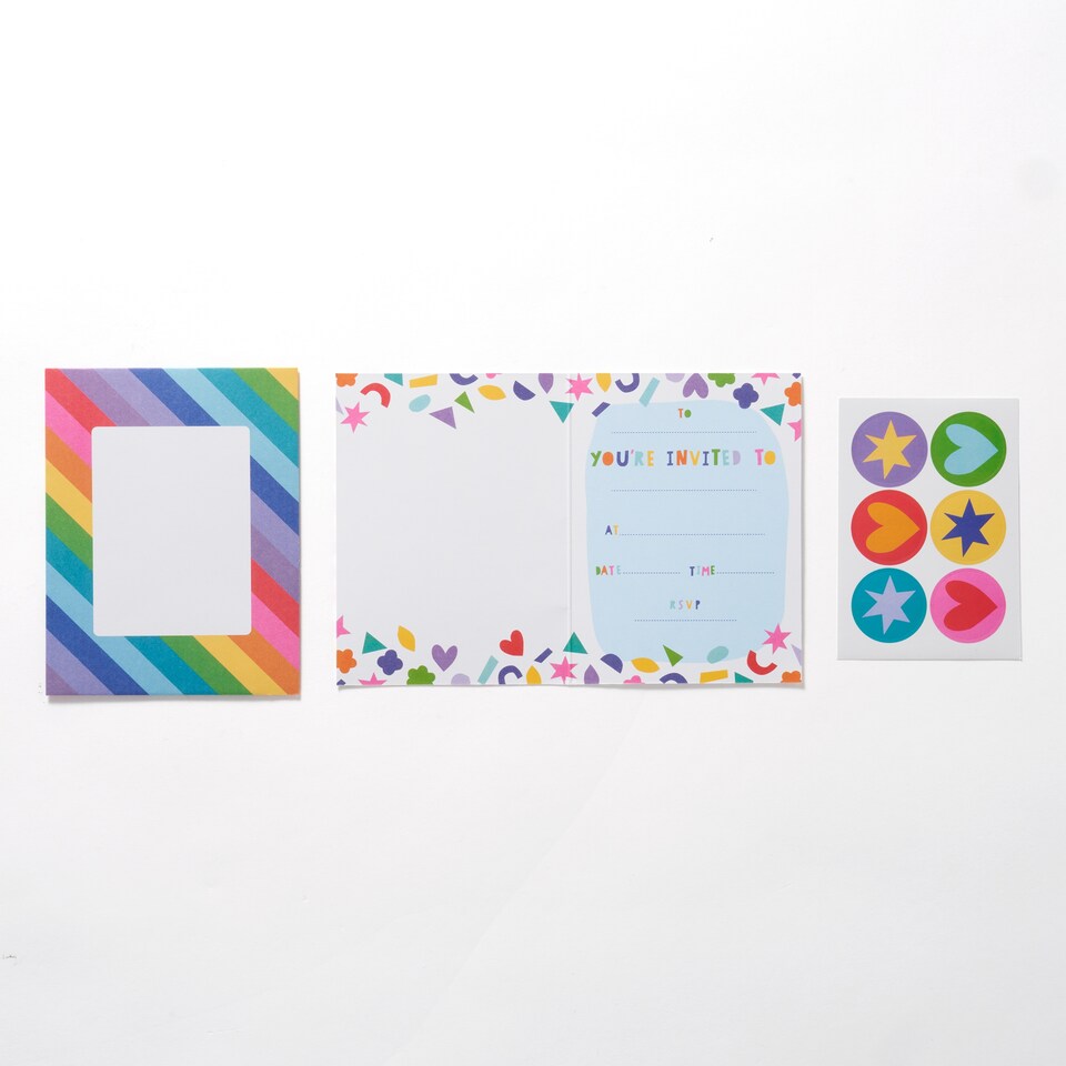 image 1 of Paperchase Rainbow 6 Pack Party Invitations