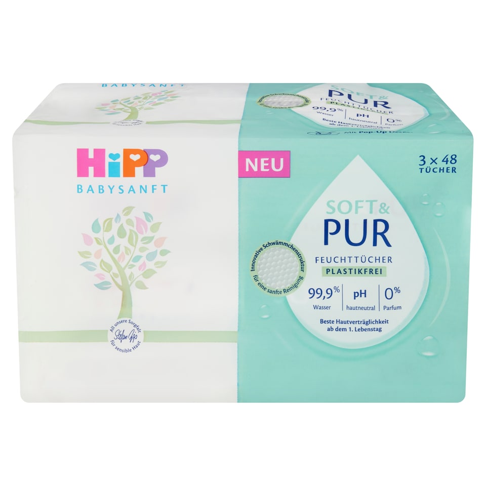 obrázok 1 z HiPP Babysanft Soft & Pur čistiace vlhčené obrúsky 3 x 48 ks