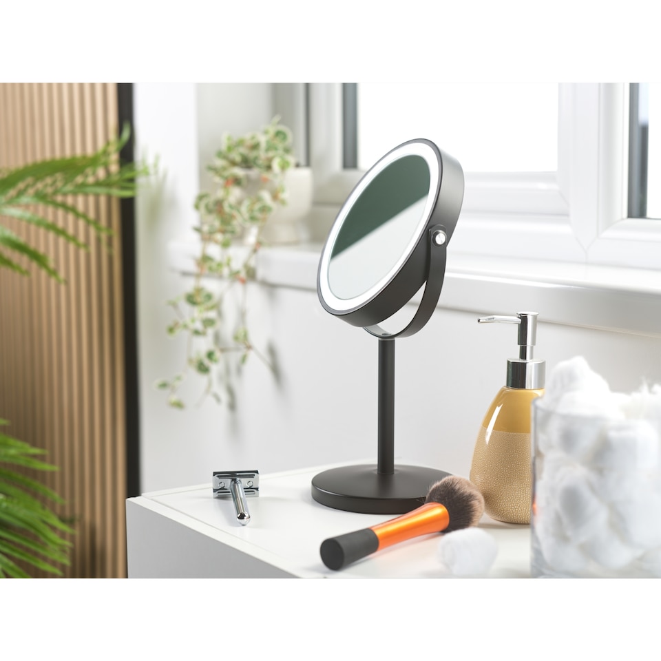 image 1 of Beldray Black 7 inch Telescopic LED Mirror
