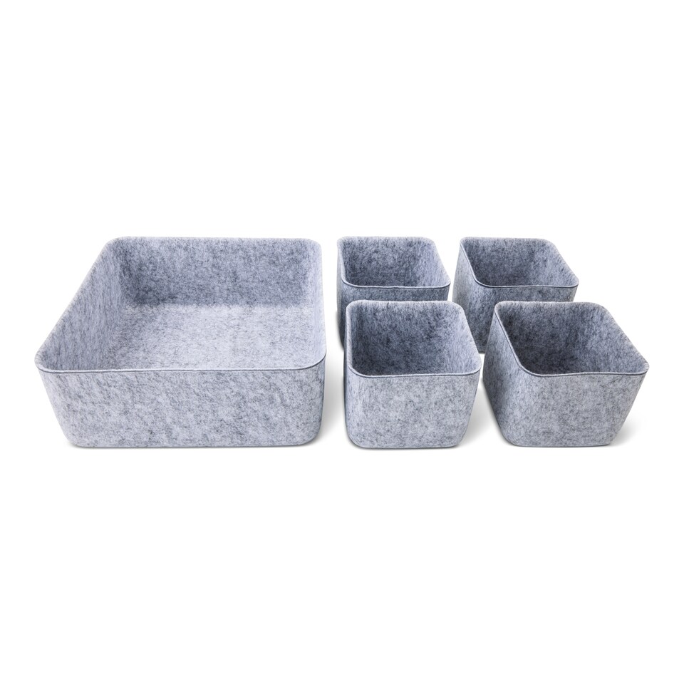 image 1 of Core Supply 5 Piece Felt Drawer Organiser Set