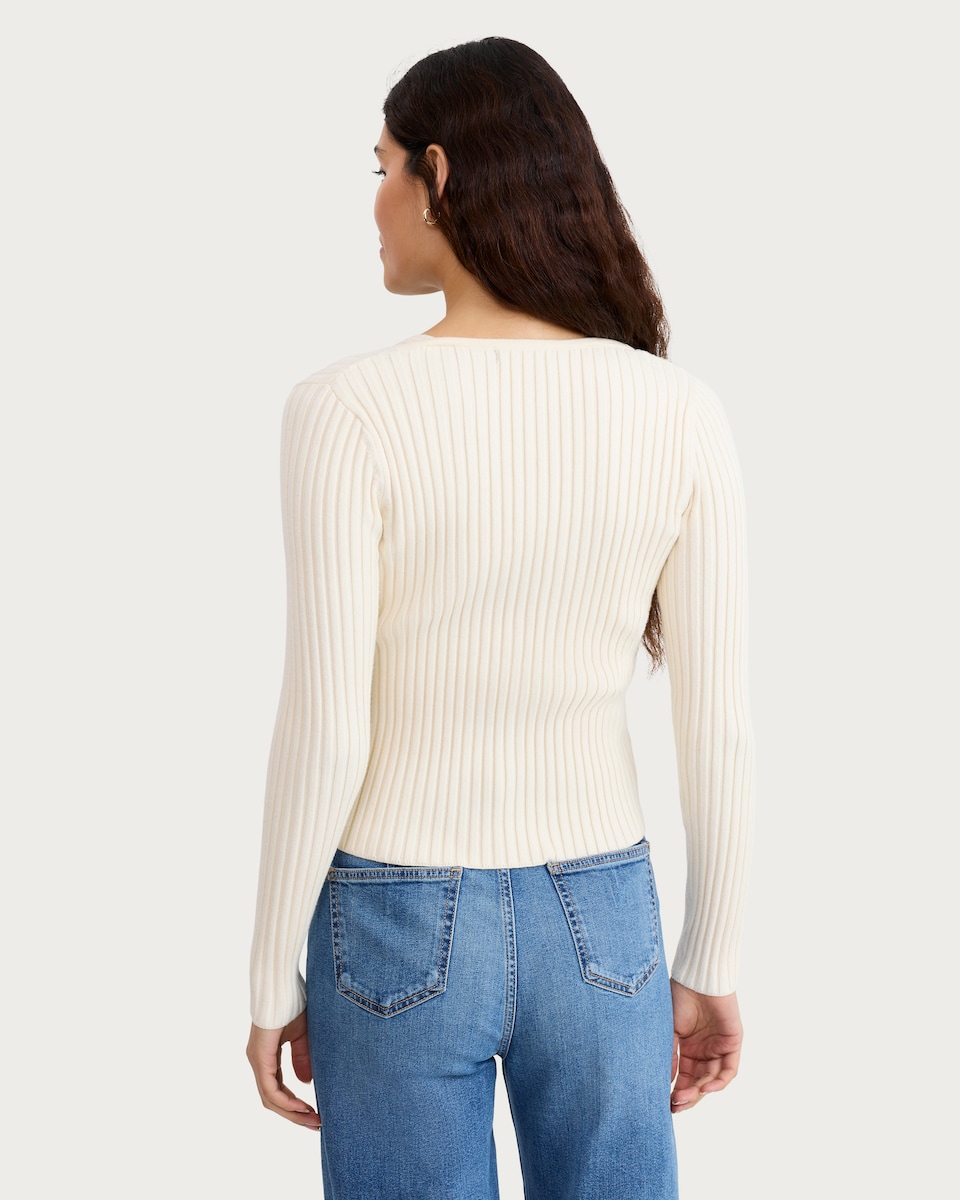 image 1 of F&F 2-Piece Ribbed Cardigan and Vest Set in Neutral