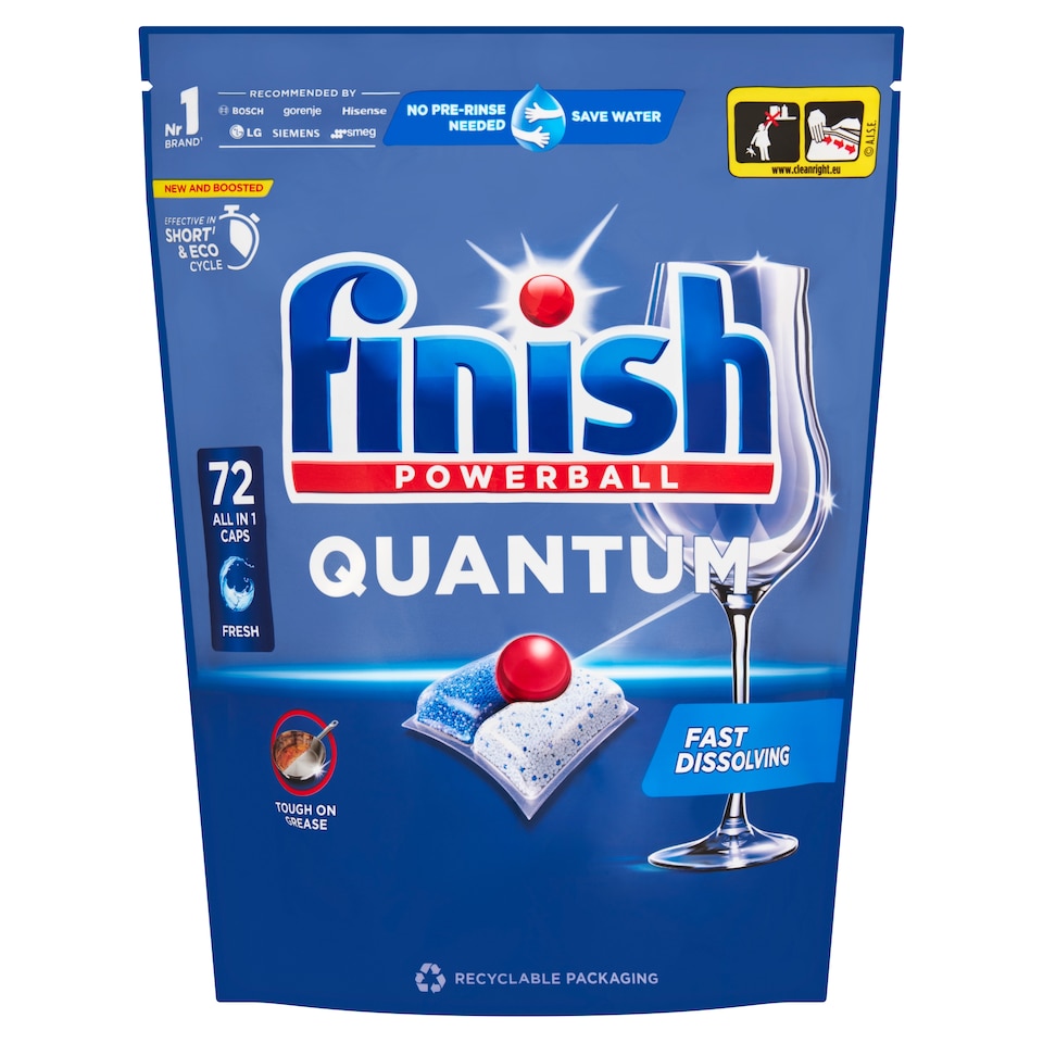 obrázok 1 z Finish Powerball Quantum All in 1 Fresh kapsuly do umývačky riadu 72 ks 748,8 g