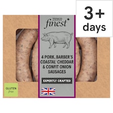 Tesco Finest 4 Pork, Coastal Cheddar & Confit Onion Sausages 440g