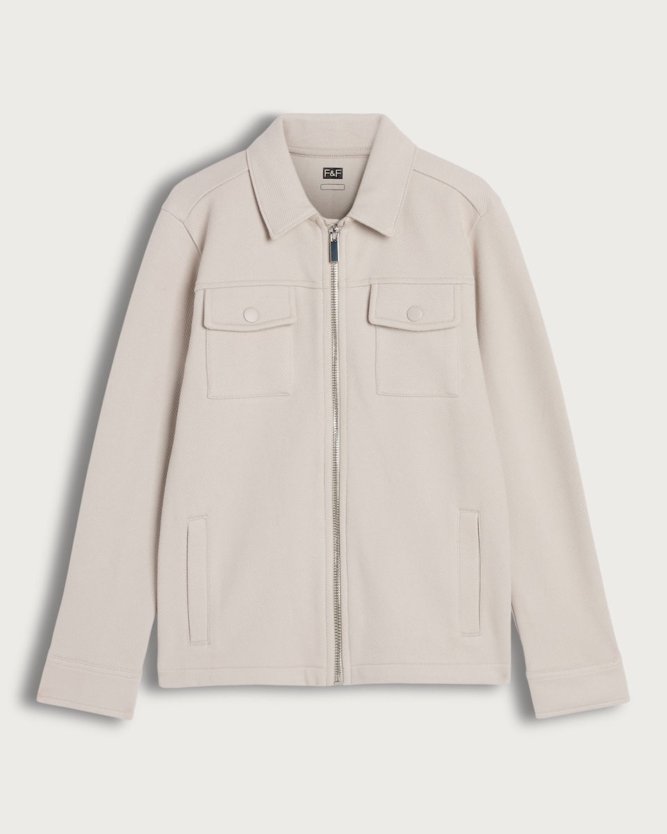 F&F Boys Cotton Rich Pocket Front Zip Up Jacket in Grey