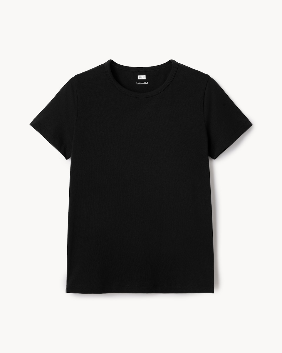 image 1 of F&F Pure Cotton Short Sleeved T-Shirt in Black