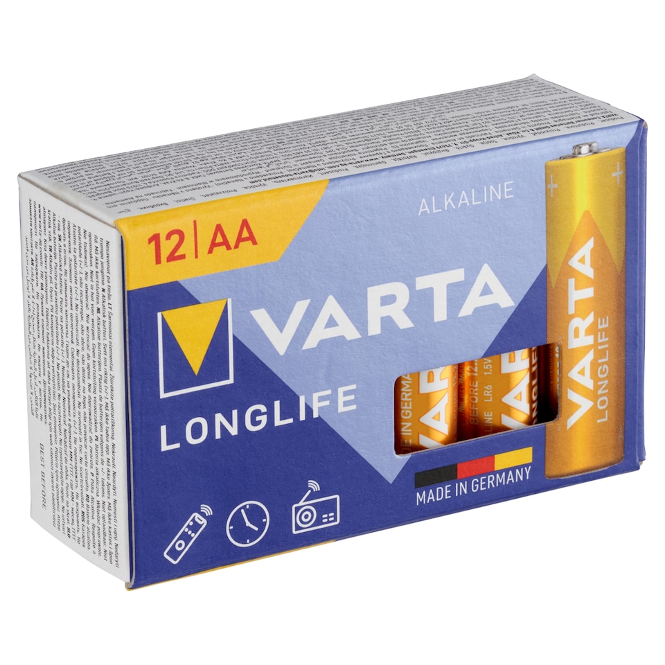 image 1 of VARTA Longlife AA Alkaline Batteries 12 pcs