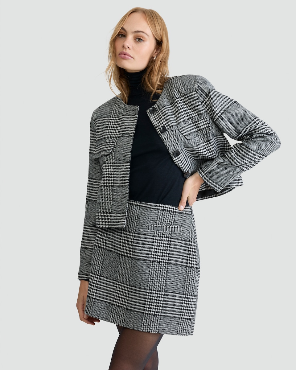 image 1 of F&F Checked Mini Skirt in Black