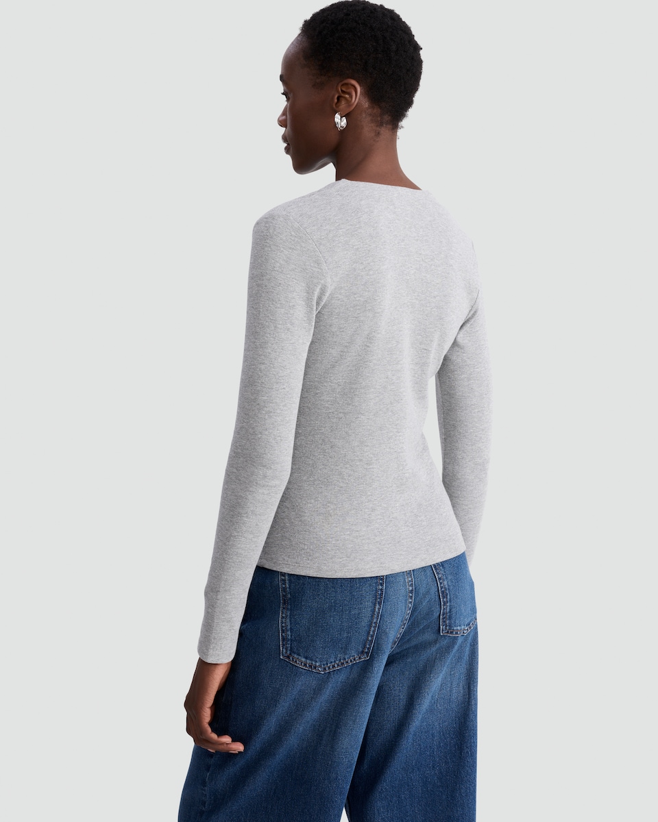 image 1 of F&F Cotton Rich long Sleeved Button Up Top in Grey